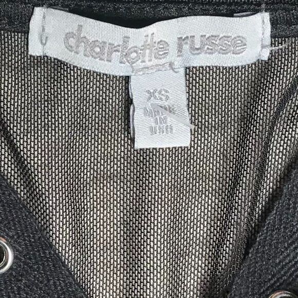 Vintage Y2K Black Grunge Goth Graphic Lace-Up Short Sleeve Graphic Tee / XS - Picture 6 of 7